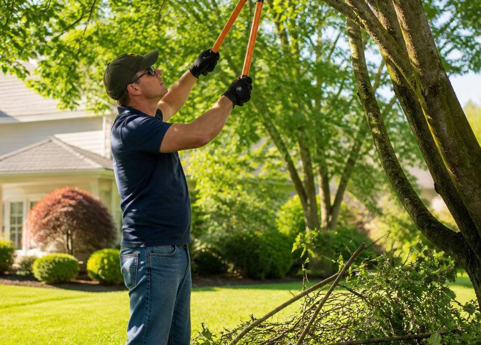 Man Trimming Trees
