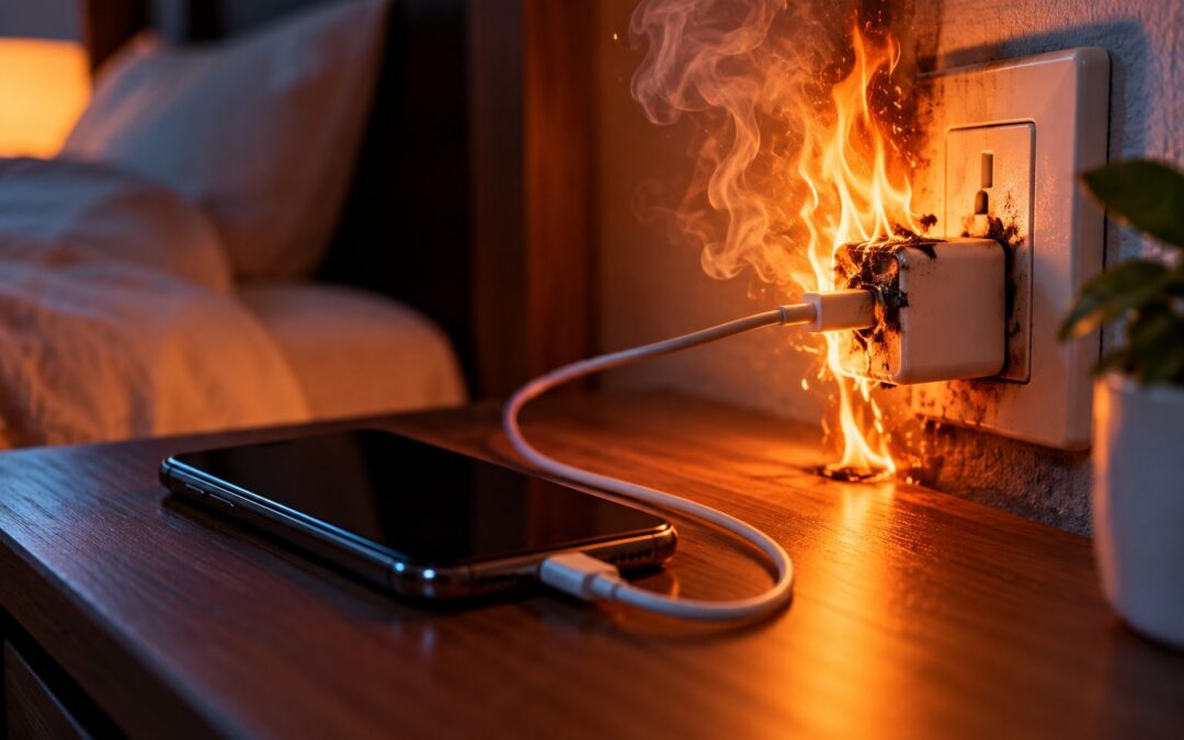phone charging causing fire